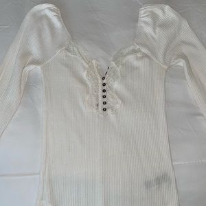 Free People Lace Detail Long Sleeve Henley